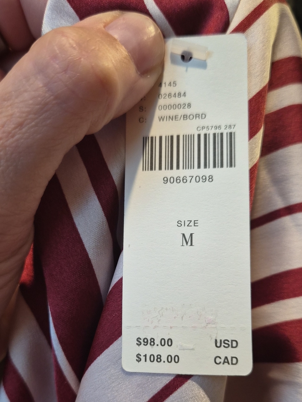 Anthropologie Asymmetrical Red and White Striped Slip Dress - Picture 3 of 3